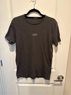 AllSaints Charcoal Gray Short Sleeve Logo Tee